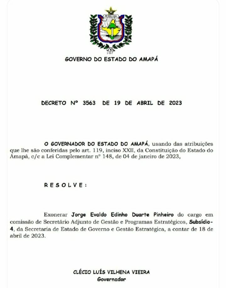 Após mandado de prisão, secretário Edinho Duarte é exonerado de cargo no Governo do Amapá