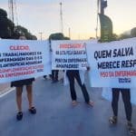 Governador Clécio é alvo de manifestação de servidores da saúde durante abertura da 52ª Expofeira