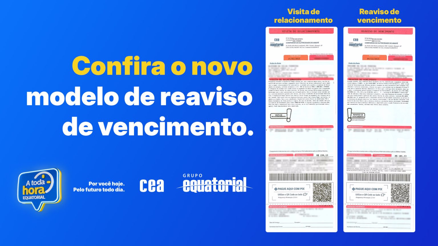 CEA Equatorial orienta clientes sobre mudanças na fatura de energia e na carta de reaviso de vencimento