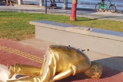 Menos de 24h após inauguração, estátua de "Maguila" é depredada na nova orla do Perpétuo Socorro