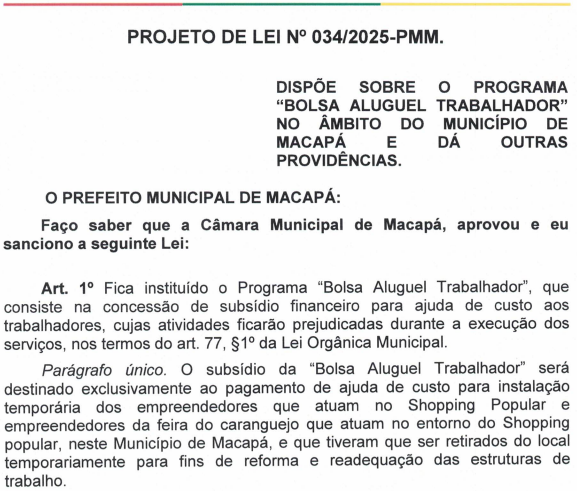 Bolsa Aluguel Trabalhador: Prefeitura pagará até seis parcelas a lojistas e apenas uma para feirantes